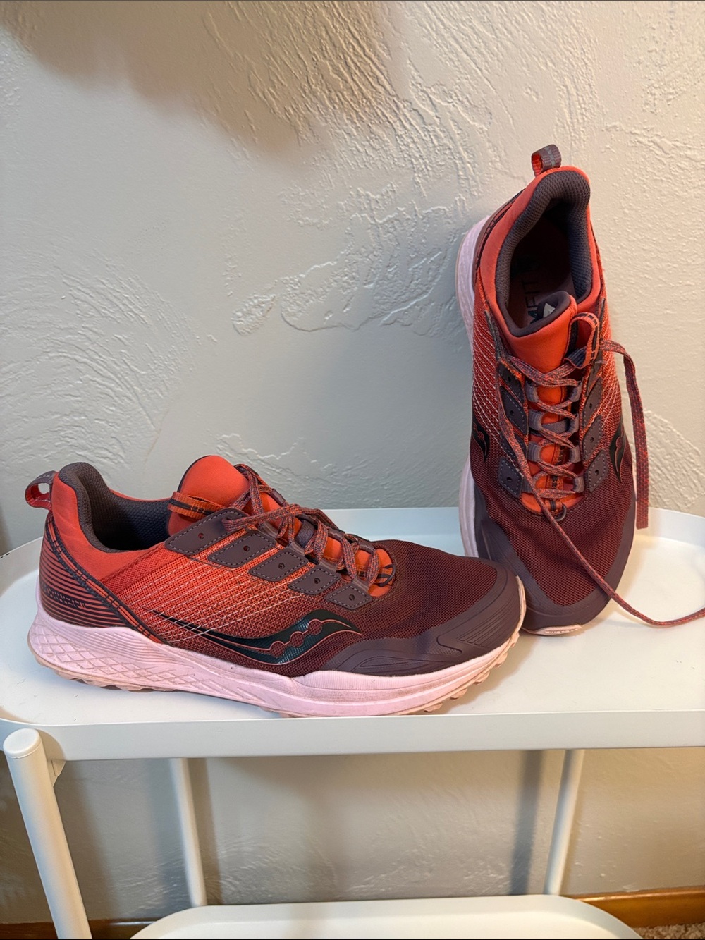Saucony Women's Coral Red and Dark Maroon Running Shoes